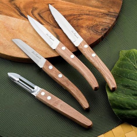Set de 4 couteaux de petite coutellerie Eplucheur,Bec oiseau,Couteaux office Acier Bois Naturel COUTEAU DE CUISINE (1/5)