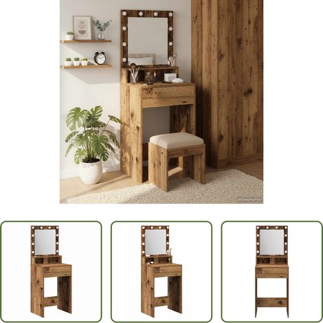 Schminktisch mit Regal -  Schminktisch mit Regal Altholz 50 x 41 x 135 cm Holzwerkstoff (1/5)