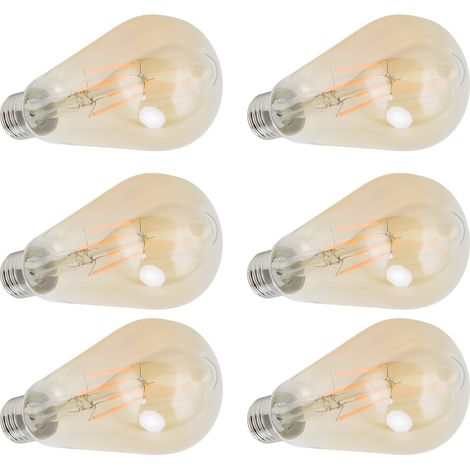 Ampoule LED à filament ST64 style antique, 220 V, culot E27, 4 W, lumière chaude, finition dorée, lot de 6 (1/5)