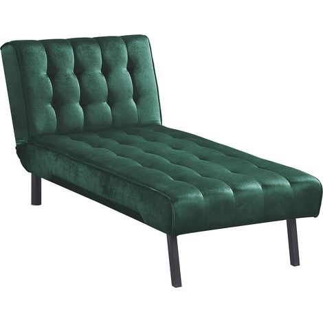 Chaise Longue Pierre, Polyester, Velours Vert, Fauteuil inclinable (1/5)