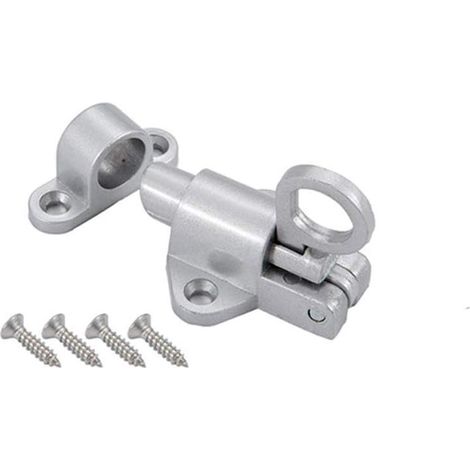 Verrou de porte coulissant, 1 loquet de verrouillage gris argent en alliage d'aluminium, petit loquet à ressort épais pour porte de salle de bain