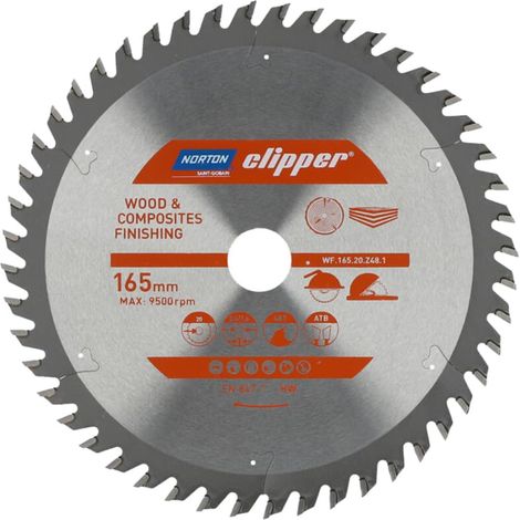Kreissägeblatt Norton silber 165 mm Hartmetall