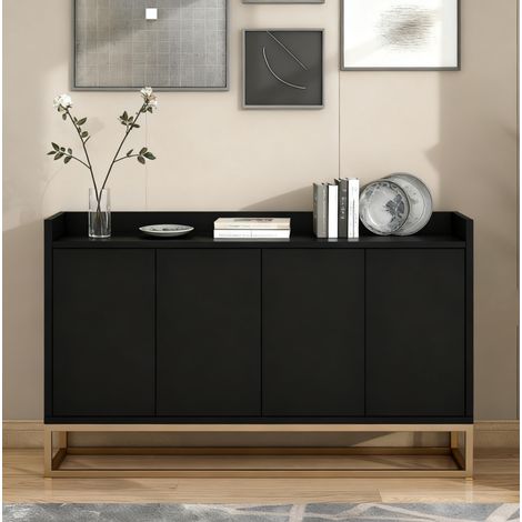 Buffet moderne - 120x30x80 cm - simple à quatre portes, porte d'armoire à rebond - convient pour la salle à manger, le salon, la cuisine - noir (1/5)