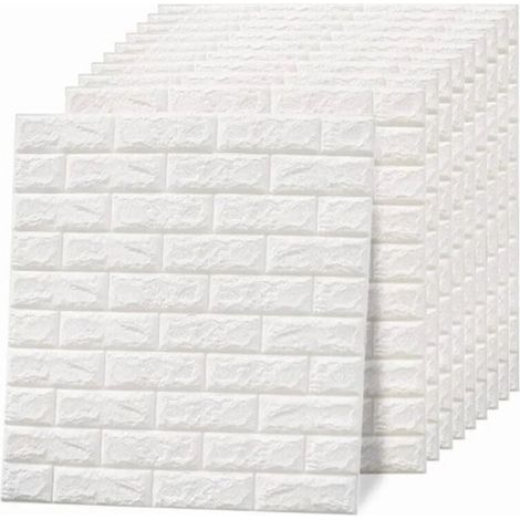 10 piezas de papel tapiz 3D autoadhesivo impermeable, panel de pared de ladrillo falso para sala de estar y dormitorio A (1/4)