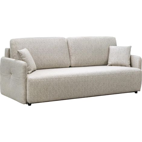 CARLA - Canapé 3 places convertible en tissu beige (1/5)