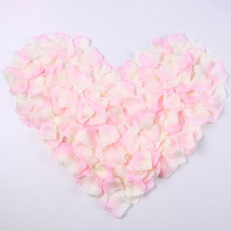 Lot de 4000 pétales de rose artificiels en soie pour mariage, fête à la maison, nuit romantique, anniversaire de mariage, Saint-Valentin, rose et blanc (1/5)