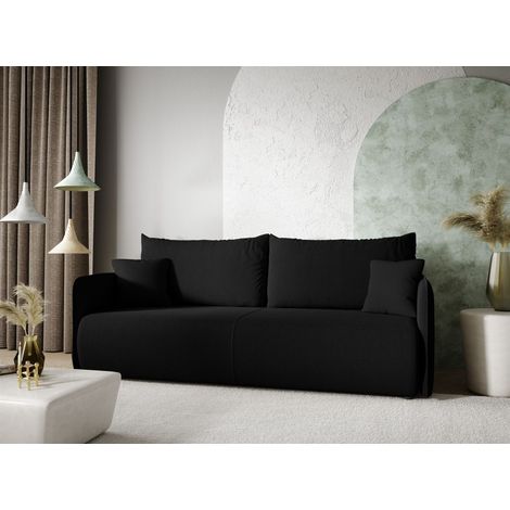 Sofa 2-Sitzer mit Schlaffunktion CALGARY Stoff Curio Schwarz (1/4)