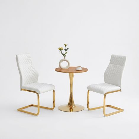 Ensemble table à manger et 4 chaises blanc, table à manger extensible rectangulaire avec rangement central et sièges en tissu sherpa (1/5)