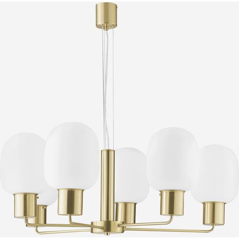 Pendelleuchte mit 6 Flammen aus Glas und Metall Fellini - Gold (1/3)
