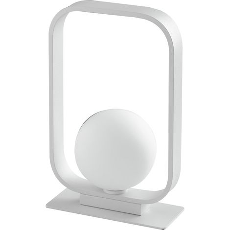 "Lampada da tavolo ROXY in alluminio e vetro bianco satinato" (1/2)