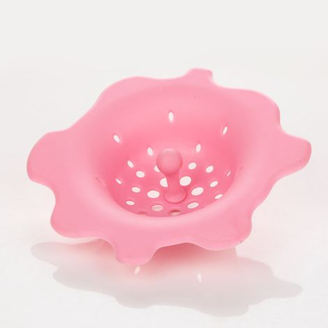 Lot de 4 passoires à cheveux en silicone en forme de fleur, attrape-cheveux ronds en caoutchouc, faciles à nettoyer pour la cuisine, la salle de bain (1/5)