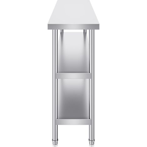 Mophorn 14 x 60 x 34 Zoll Edelstahl-Lebensmittelzubereitungstisch, gewerblicher Küchenarbeitstisch, mit 2 verstellbaren Unterregalen, robuster Metall-Arbeitstisch für Grill, Küche, Zuhause, Garage
