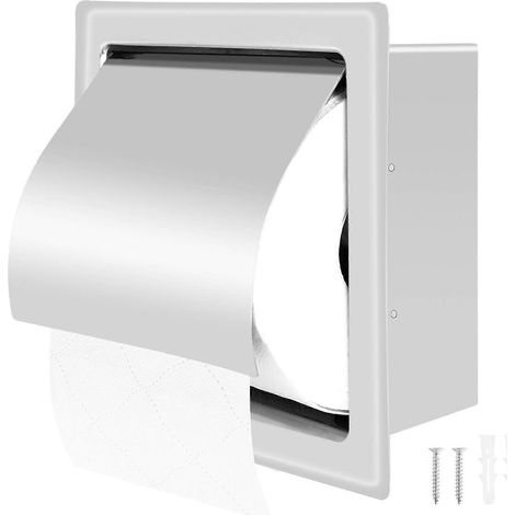 Porte-papier toilette encastré moderne en acier inoxydable (1/5)