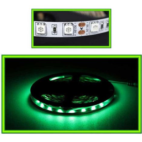 Strip led 5050 5 metri striscia flessibile 300 led bobina adesiva con luce verde waterproof impermeabile ip55 (1/2)