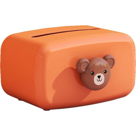 Boîte à mouchoirs dessin animé ours mignon simple luxe léger déco maison rangement serviettes orange (1/5)