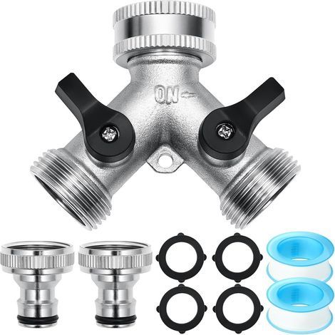 2-Wege-Wasserverteiler (3/4 Zoll), Y-Verteiler, Wasserbandverteiler, Wasseranschlussverteiler, Gartenschlauchverteiler, Wasseranschlussadapter (1/5)