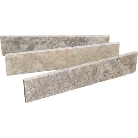Plinthe Travertin Gris Silver 1er choix Vieillie - 40,6x8x1,2 cm - À l'unité - Ti'ma Stone (1/5)