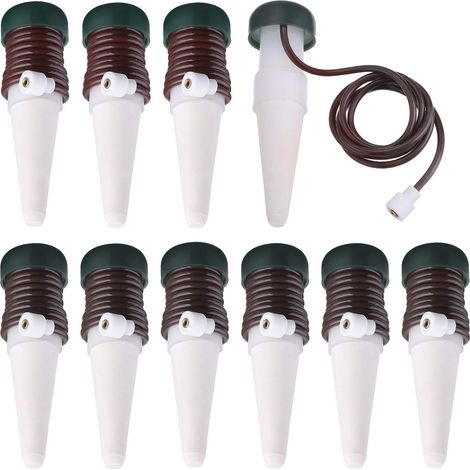 Lot de 10 arroseurs automatiques cônes argile diffusion lente socle noir pour plantes en pot (1/5)