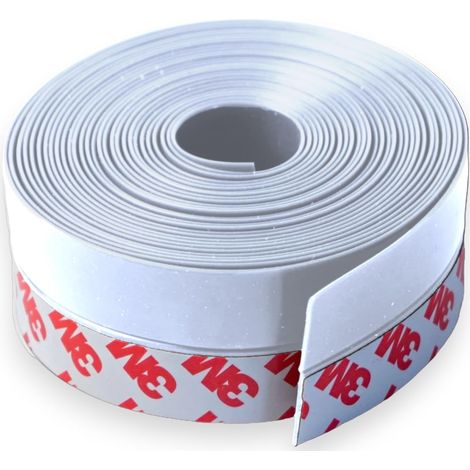 Bas de Porte Adhésif en Silicone avec Adhésif 3M, Joint Découpable Anti-Courants d'Air pour portes et fenêtres, 35 mm x 5 m, Blanc (1/5)