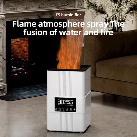 Umidificatore a Ultrasuoni 3.5L con Effetto Fiamma, Timer e Controllo Intelligente dell'Umidità, 3 Modalità di Nebulizzazione e Riempimento dall'Alto, Nero o Bianco, Spina USA/UE (1/4)
