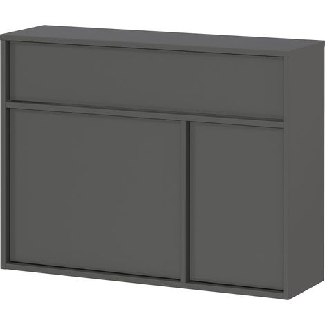 Meuble d'entrée suspendu 2 portes 83x25x63 cm gris foncé - AMEKA