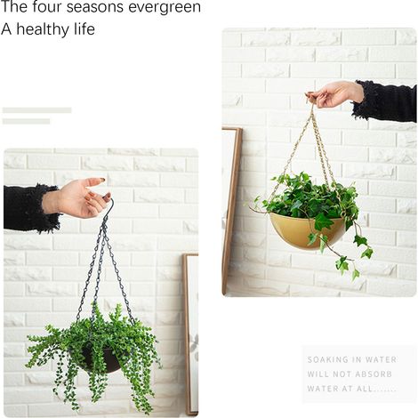 Blumentöpfe aus Eisen, Hängekörbe, Hängeampeln, Pflanzgefäße, grüne Töpfe, Hängeampeln für Orchideen (1/4)