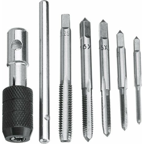 5Pcs Tarauds à Goujure Droite à Main Métrique Assortiment M3 M4 M5 M6 M8 avec 1Pc Clé Réglable, Ensemble de Taraudage à Filetage en Acier avec Tourne-à-gauche en T pour Filet Rapporté