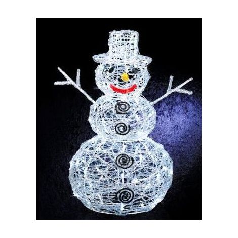 Fééric Lights And Christmas – Déco lumineuse bonhomme de neige 3D 80 LED blanc froid – H 60 cm – Acrylique et acier – Câble 5 m pour intérieur et extérieur