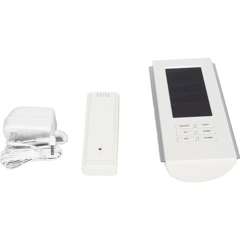 Station météo sans fil avec hygromètre numérique et thermomètre LED blanc 120V pour bureau maison (1/5)