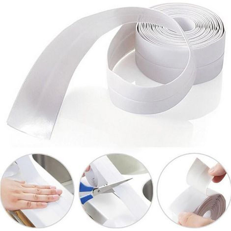 Joint En Silicone Blanc Étanche et Anti-Moisissure Pour Salle De Bain, Baignoire, Cuisine Et Toilettes – Largeur 3,8 cm (1/4)