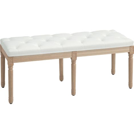HOMCOM End of Bed Bench, Upholstered Bedroom Bench, 117cm, Cream White (1/5)