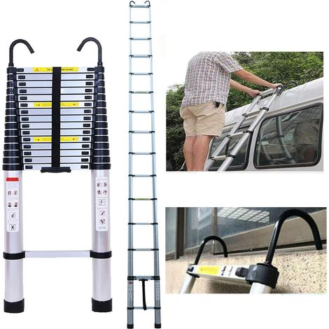 20,34 POUCES Échelle polyvalente Échelle télescopique de 6,2m avec crochet amovible Échelle pliante en aluminium Échelle antidérapante extensible robuste Capacité de charge de 150 kg/330 lb MAX (1/5)