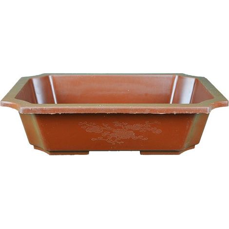 Vaso Cinese rettangolare in plastica marrone per bonsai 31x21,5x8 cm - H416