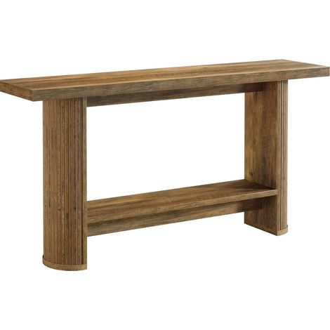 Mesa consola estrecha de madera инженерizada marrón 140 x 30 x 80 cm HOMVRA (1/5)