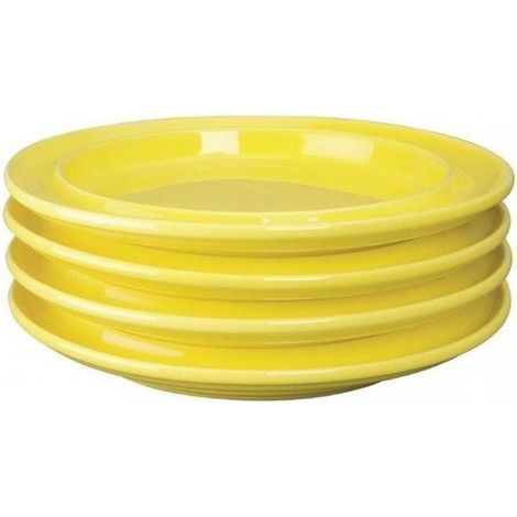 Lot de 4 assiettes rondes à bord surélevé, en porcelaine jaune (1/5)