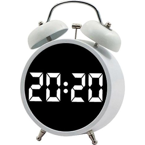 Réveil extra-puissant avec écran LED, horloge numérique minimaliste, horloge multifonctionnelle, blanche. (1/5)