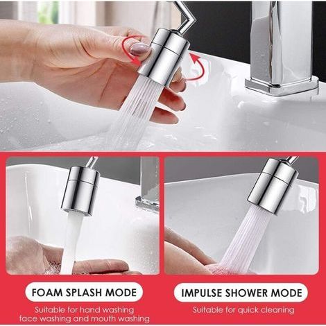 Aérateur de robinet pivotant 720° pour cuisine et salle de bain – tête mousseur filtrante avec embout orientable, lot de 1 (1/3)