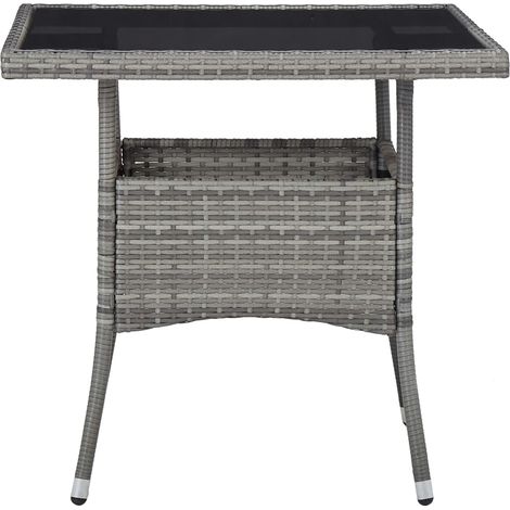 Maison Exclusive - Tavolo da Pranzo per Giardino in Polyrattan Grigio e Vetro (1/5)
