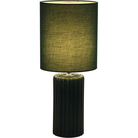 Searchlight Groove Lampada da tavolo 1 luce, verde oliva con paralume abbinato (1/4)