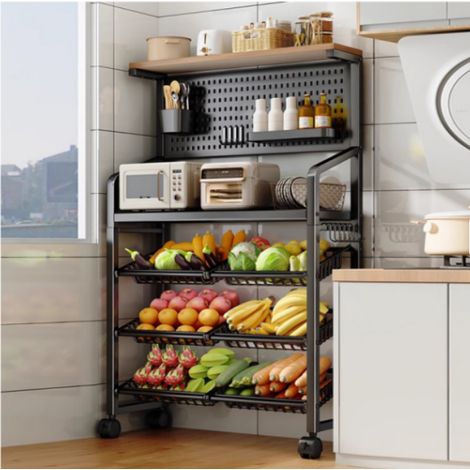 Etagère Métallique Multifonctions Haute Solidité multi rangements - 4 Roulettes - H 157 cm x L 69 cm - Noir - Livraison gratuite