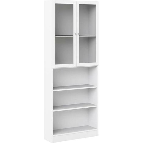 Dmora - Libreria Alixane, Scaffale da ufficio, Mobile portalibri, Biblioteca, 79x28 h203 cm, Bianco (1/3)
