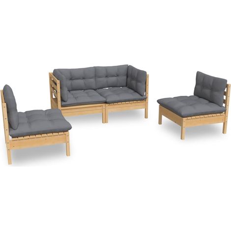 4 PCS Garden Lounge Set + Grey Pin Solid Pin (1/5)
