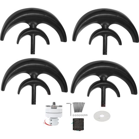 Éolienne 600W 4 pales Générateur AC Moteur Solaire Système Lanterne Double Couche Noire 48V (1/5)