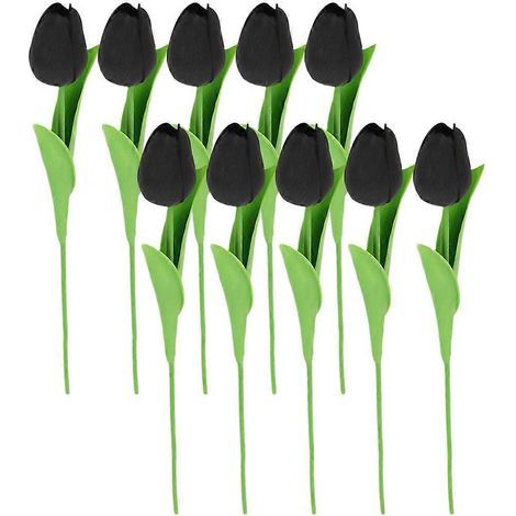 10 tulipes artificielles en PU pour composition de bouquets-35.00X8.00X3.80CM-Black (1/4)