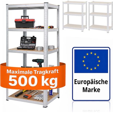 Relaxdays Schwerlastregal, 5 Ebenen, HBT: 200 x 90 x 60 cm, bis 875 kg, Keller & Garage, Lagerregal, Stahl, silber (1/5)