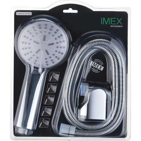 Kit Ducha IMEX KITR01 – Mango 5 Chorro, Flexo Extensible, Soporte