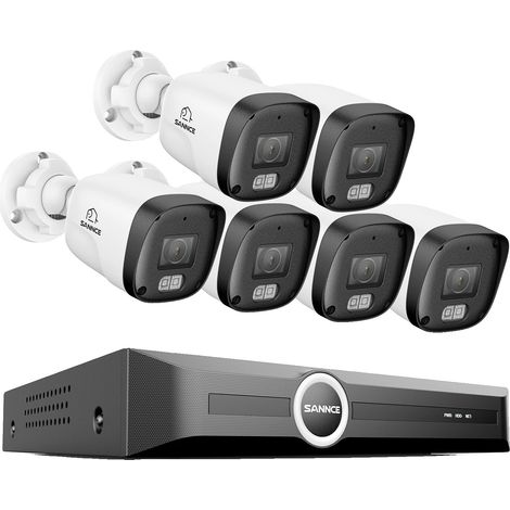 Sistema de videovigilancia, resolución de 3 MP, detección de movimiento inteligente, NVR de 8 canales, 6 cámaras (b, 2T). (1/2)