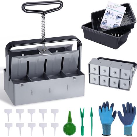Lot de 8 presses manuelles de terreau - Bloqueur de sol de 5 cm - Avec jeux d'outils de sciage - Kit d'outils de plantation pour planter, semis, culture, serre de jardin (1/5)
