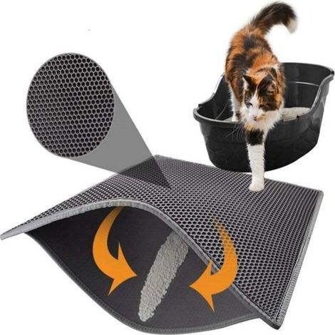 Tapis de litière pour chat Tapis de litière pour chat, bac à litière pour chat, tapis de litière pour chat en nid d'abeille, tapis de litière pour chat en nid d'abeille à double couche imperméable - 3 (1/5)