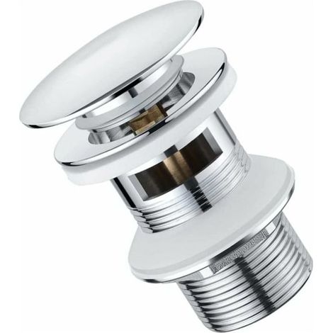 Bonde pour lavabos et vasques avec trop-plein, raccord fileté 1 1/4, bonde chromée avec protection anti-débordement (1/4)